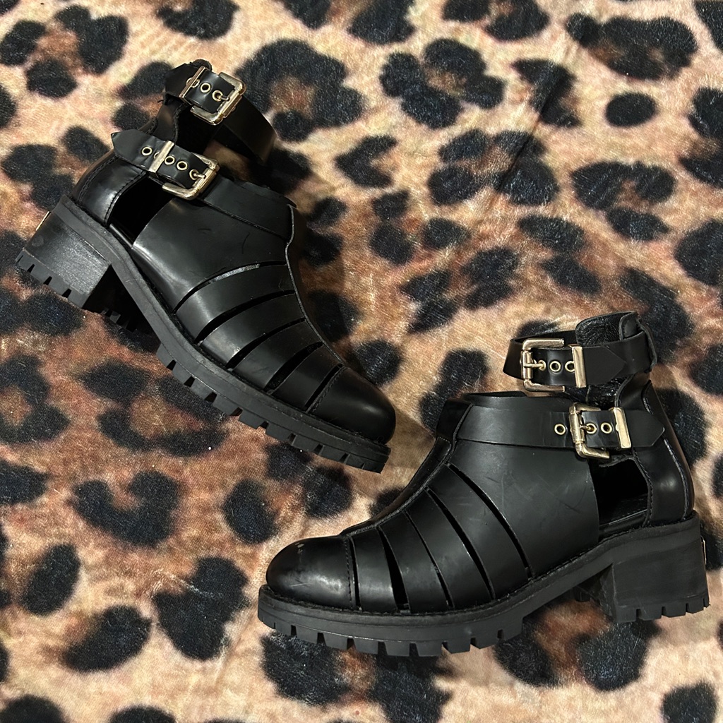 Chiara Ferragni Cut Out Combat Ankle Boots 6.5